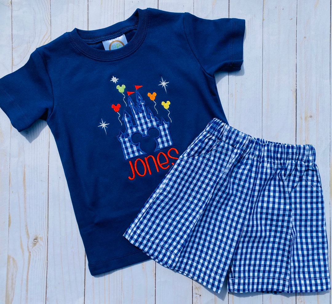 Personalized Little Boys Navy Castle Outfit Etsy