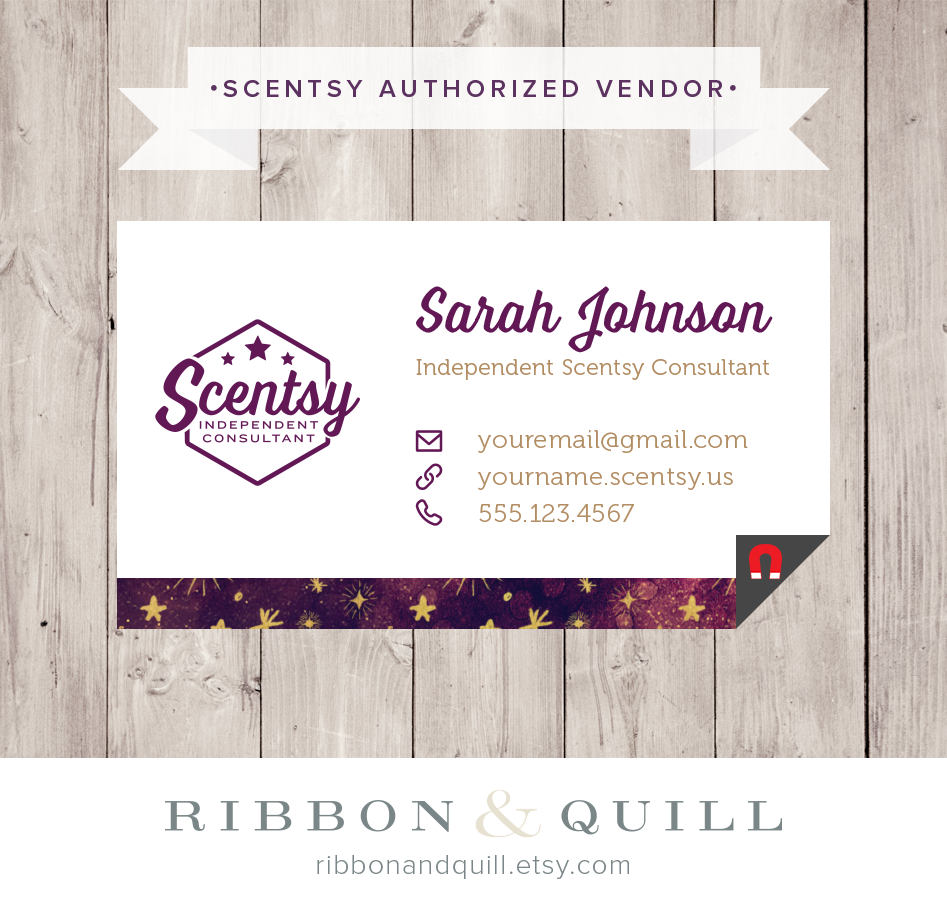 Authorized Scentsy Vendor • Scentsy MAGNET Galaxy Business Card • PRINTED  CARDS In Scentsy Business Card Template