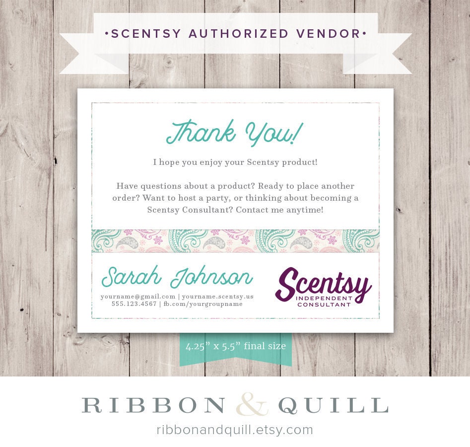 Authorized Scentsy Vendor Scentsy Thank You Card Rad Etsy