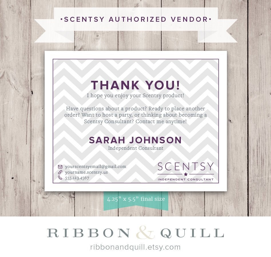 Authorized Scentsy Vendor Scentsy Thank You Card Chevron Etsy