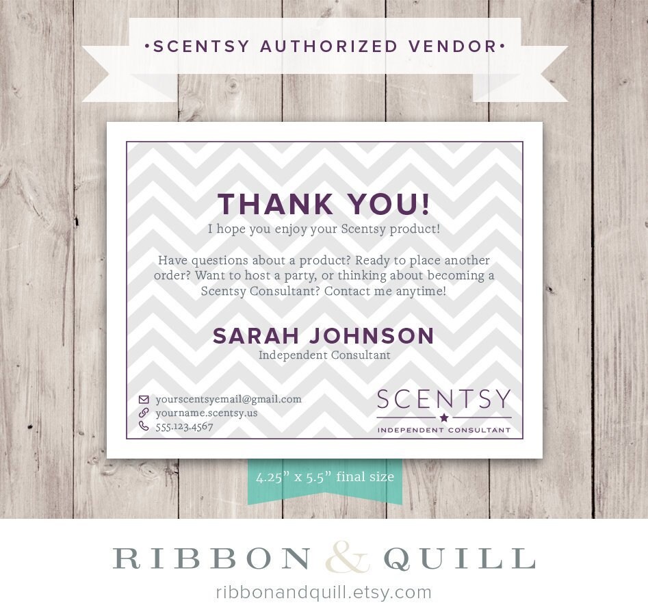 Authorized Scentsy Vendor Scentsy Thank You Card Chevron Etsy