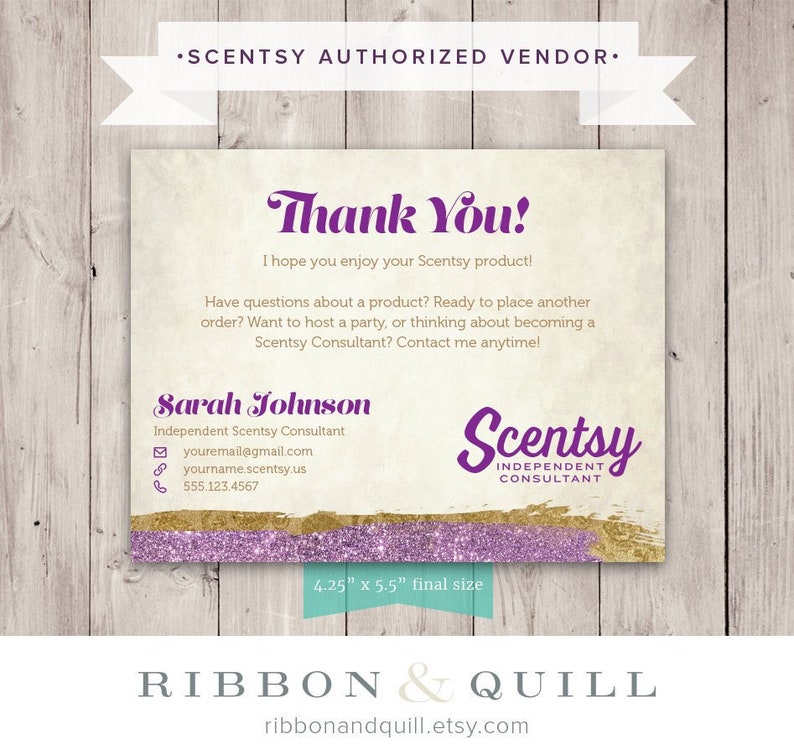 Authorized Scentsy Vendor Scentsy Thank You Card Glam | Etsy