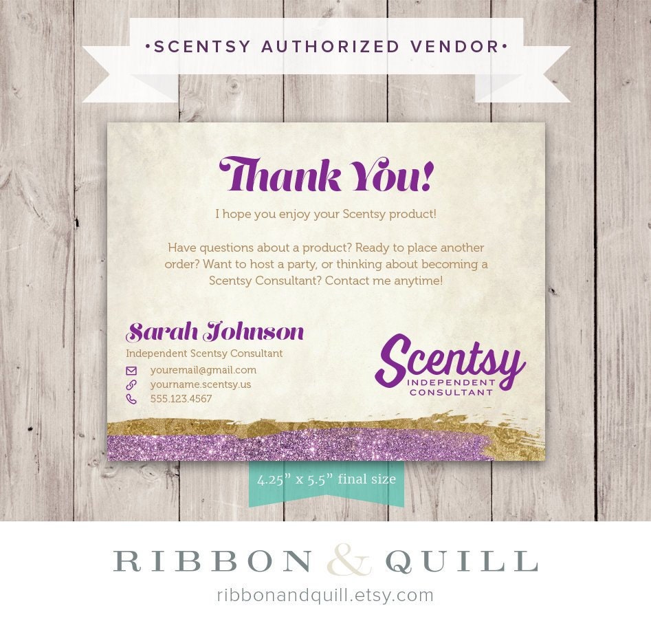 Authorized Scentsy Vendor Scentsy Thank You Card Glam Etsy