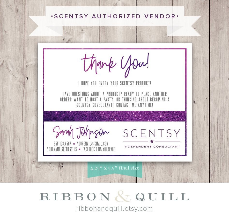 Authorized Scentsy Vendor Scentsy Thank You Card Etsy