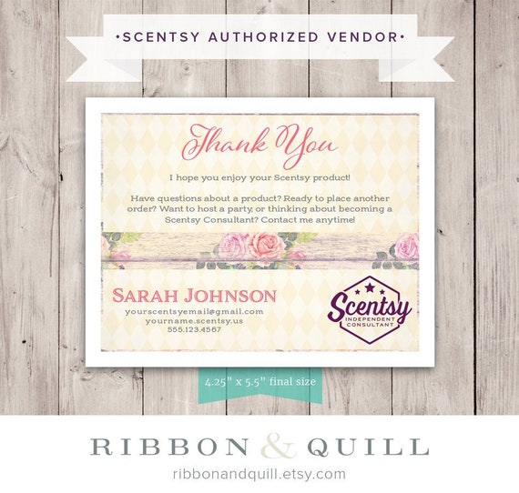 Authorized Scentsy Vendor Scentsy Thank You Card Rustic Etsy