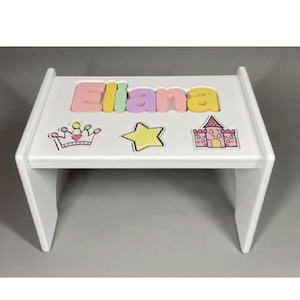 Personalized Wood Puzzle Single Stool with 42 cut out choices - Gifts for Boys, Girls, Gender Neutral/ New Baby /Shower