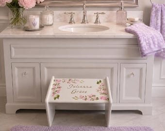 Child's Hand painted Personalized Single Wood Step Stool - My design or request one