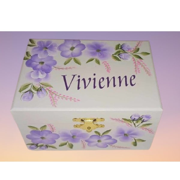 Musical Hand Painted & Personalized Wood Ballerina Jewelry Box " The Vivienne " Flower Girl / Birthday/My First Jewelry Box/Dance recital