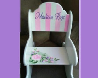 Wood Rocking Chair Arch Back - The " Madison Rose " - Personalized/ Hand-painted/ baby shower/ Custom Designed Rocking Chair