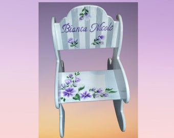 Hand Painted & Personalized Wood Rocking Chair Arch Back - The "Bianca Nicole " - Toddler/ child's / furniture / Custom Designed Rocker
