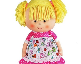 Personalized Soft Plush Little Girl Rag Doll 18" Doll - New Baby/ Little Girl's Birthday/My First Doll/ Choose Blonde or Brunette