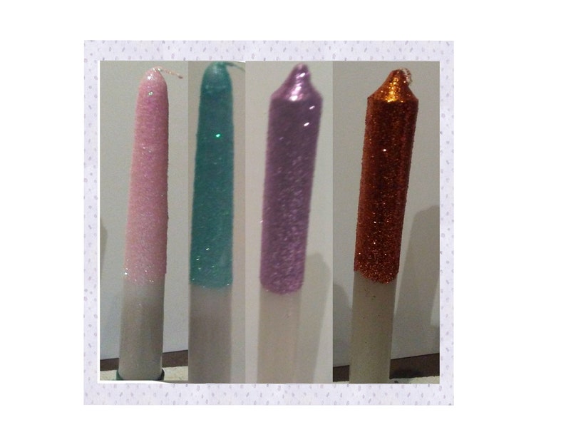 12 inch tall glittered candles choose half or fully glittered Sweet 16 / Bar Mitzvah / Bat Mitzvah / Quince / Candle board image 4