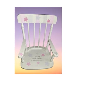 Spindle Wood Rocking Chair - " Under the Stars " Hand Painted & Personalized -Toddler /New Baby/ Stars