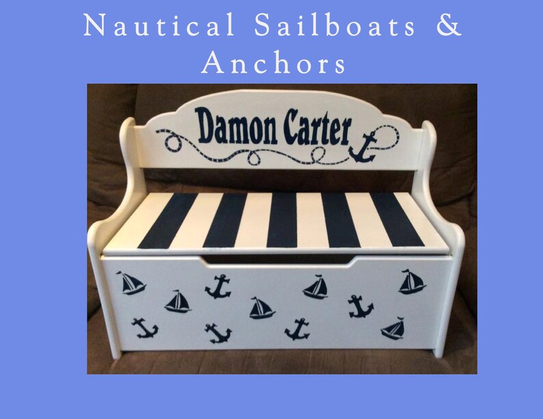 Wood Hand Painted & Personalized Toy Box Deacons Bench Etsy