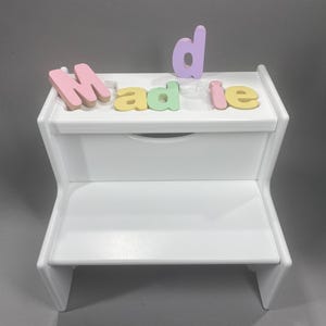 2-Step Wood Puzzle Name Stool - Toddler Step Stool / personalized / Gender Neutral/Boy Gift/Girl Gift