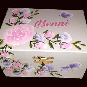 Musical Hand Painted & Personalized Wood Ballerina Jewelry Box " The Benni  " Flower Girl / Birthday/ My First/Communion/Dance Recital