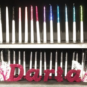 12 inch tall glittered candles choose half or fully glittered Sweet 16 / Bar Mitzvah / Bat Mitzvah / Quince / Candle board image 2