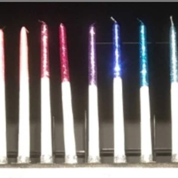 12 inch tall glittered candles - choose half or fully glittered - Sweet 16 / Bar Mitzvah / Bat Mitzvah / Quince / Candle board