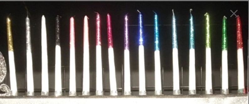 12 inch tall glittered candles choose half or fully glittered Sweet 16 / Bar Mitzvah / Bat Mitzvah / Quince / Candle board image 1