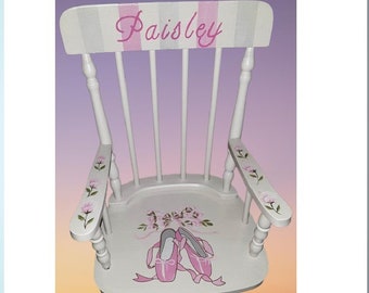 Spindle Wood Rocking Chair - 2 sizes " The Paisley"- Toddler Chair / Baby Shower / Birthday/kids furniture/Toddler Chair -  Ballet Slippers