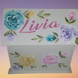 Peaked Top Wood Musical Ballerina Jewelry Box Hand Painted & Personalized - &quot; The Livia &quot;
