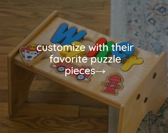 New Cutout Choices Added !! Personalized Wood Puzzle Step Stool with 38 design choices