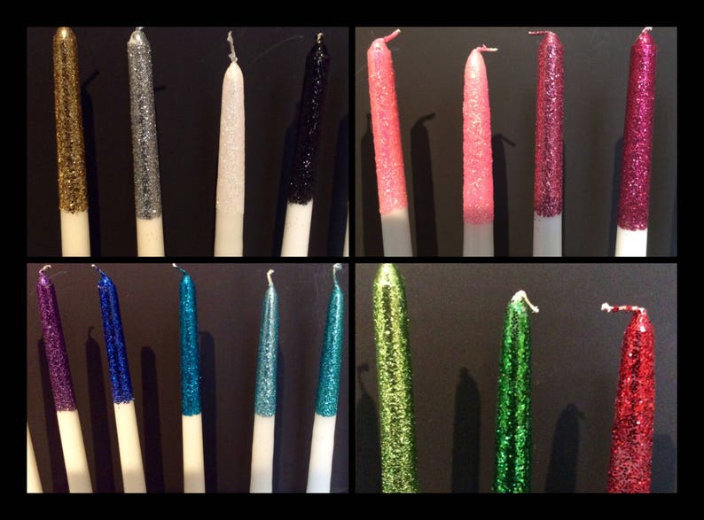 12 inch tall glittered candles choose half or fully glittered Sweet 16 / Bar Mitzvah / Bat Mitzvah / Quince / Candle board image 3