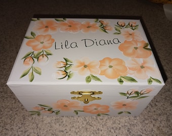 Hand Painted & Personalized Musical Wood Ballerina Jewelry Box Custom " The Lila Diana " Flower Girl / Communion / Dance Recital/ My First