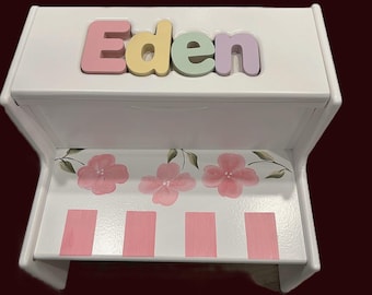 NEW Hand Painted 2-Step Wood Puzzle Name Stool - Girl or Boy