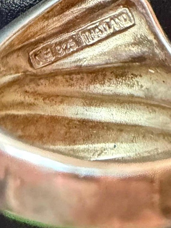 Vintage Liquid Silver Ribbed Statement Ring | Ste… - image 10