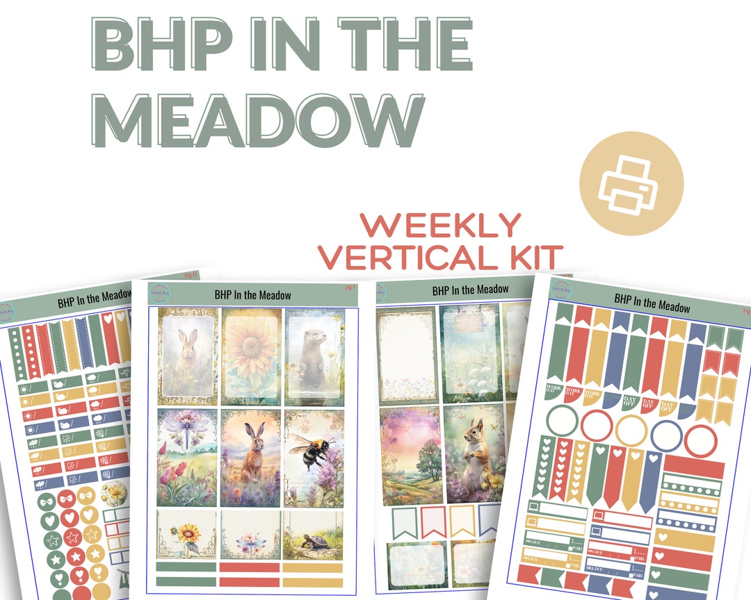 Spring Printable Planner Stickers, in the Meadow Weekly Sticker Kit ...