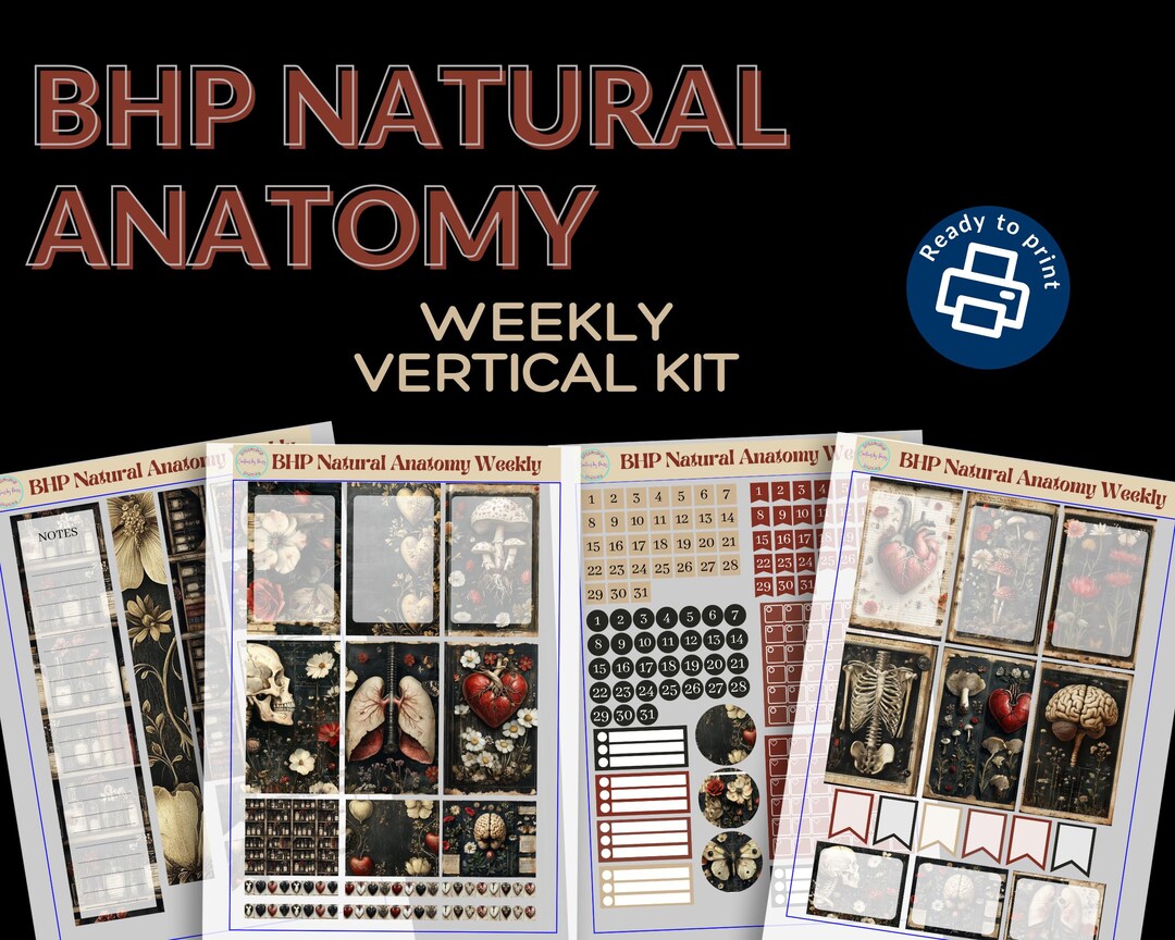 Medical Printable Planner Stickers, Natural Anatomy Weekly Sticker Kit, Big Happy Planner ...