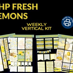Lemon Planner Stickers: Big Happy Planner, Vertical Layout (Printable PDF, PNG, Silhouette Files)