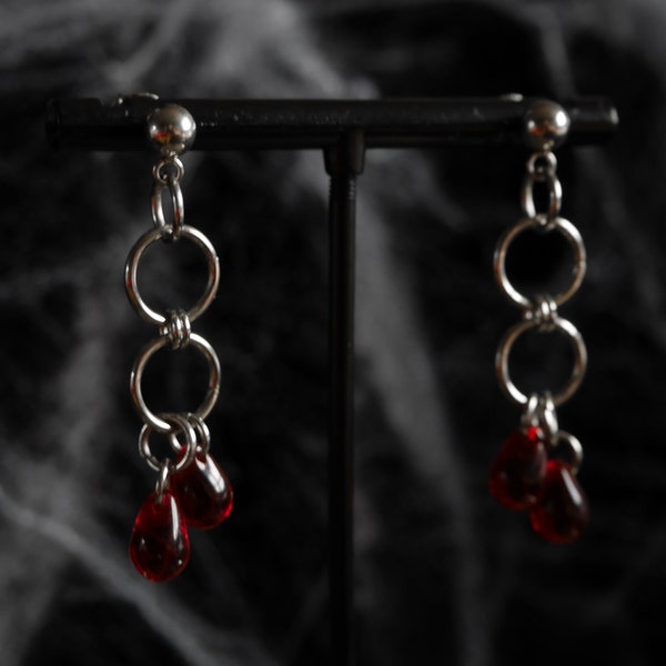 Stainless Steel Chainmail / Chainmaille Earrings - Sanguine Type II