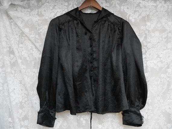 Victorian Mourning Silk Blouse • Circa 1890
