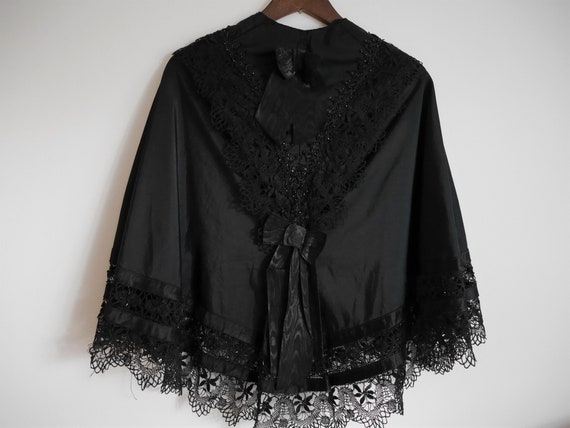 Antique Victorian Silk Mourning Cape
