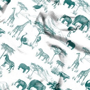 Digital Download - Safari Toile de Jouy Seamless Repeat Pattern in Green on White