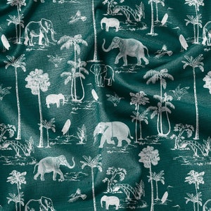 Digital Download - Elephant Toile de Jouy Seamless Repeat Pattern in White on Green