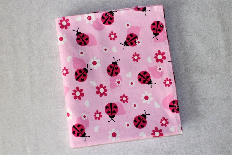 Hearts Baby Blanket Pink Ladybug Flannel Receiving Blanket Flower