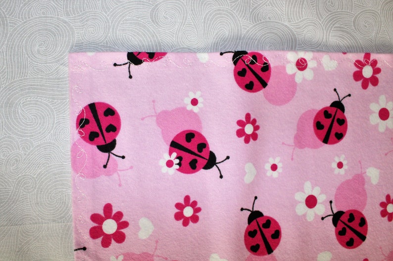 Hearts Baby Blanket Pink Ladybug Flannel Receiving Blanket Flower