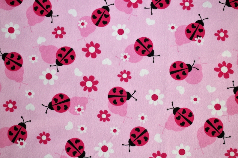Hearts Baby Blanket Pink Ladybug Flannel Receiving Blanket Flower