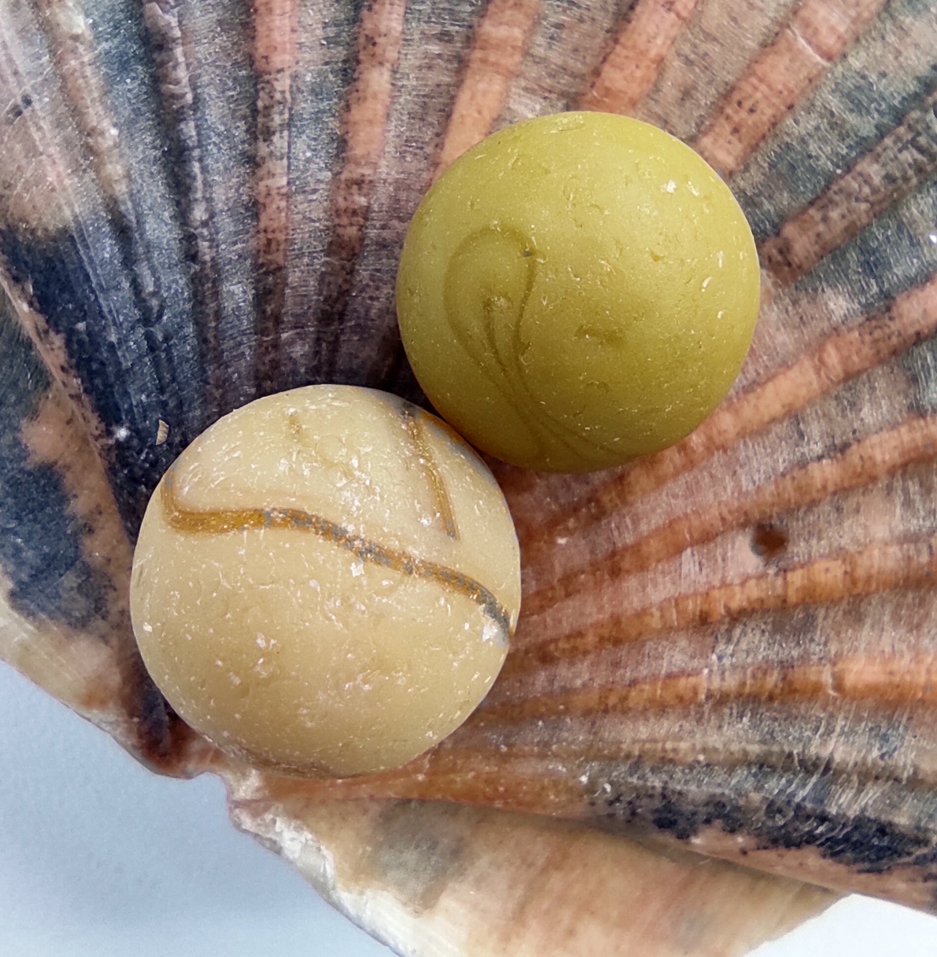 2 opaque Sea Glass Marbles Sea Glass Piece Genuine Sea Etsy