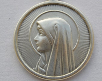 Antique French Sterling Silver Our Lady Medal – Catholic Jewelry