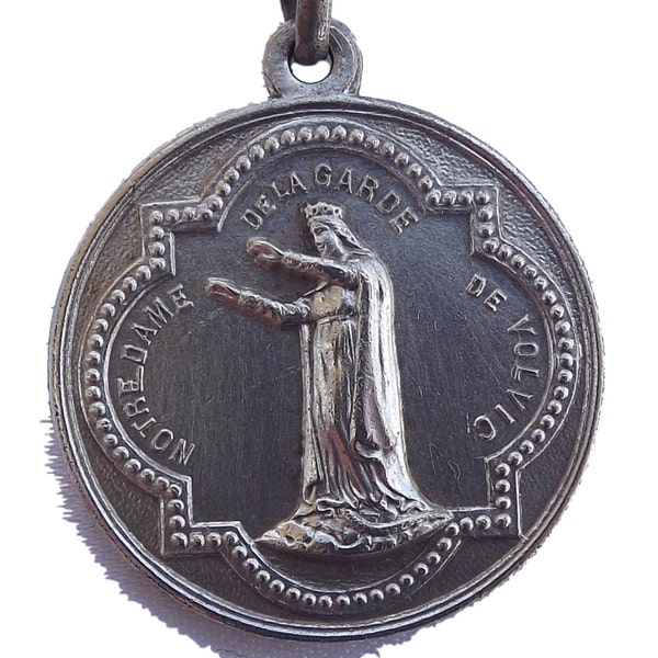 Notre Dame de La Garde de Volvic - français médaille religieuse pendentif breloque - Souvenir du centenaire 1861-1961