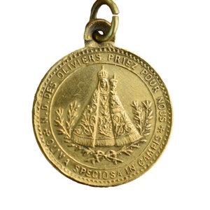 Our Lady Crowned Virgin Mary and Jesus & Jesus Sacred Heart Medal Pendant By Penin Poncet