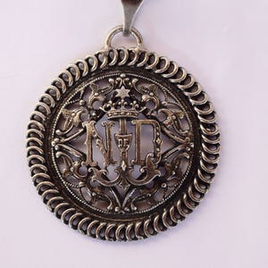 Our Lady of Lourdes Medal: Large French Silverplate Religious Pendant