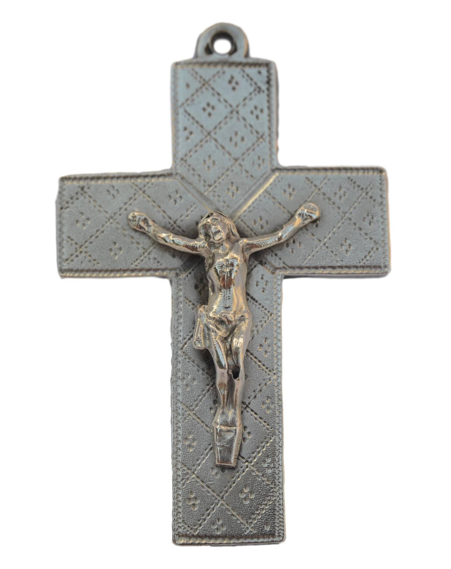 Pendentif Croix Pectorale en Argent Sterling - 19Ème Antique Français Croix Breloque Médaille Chapel