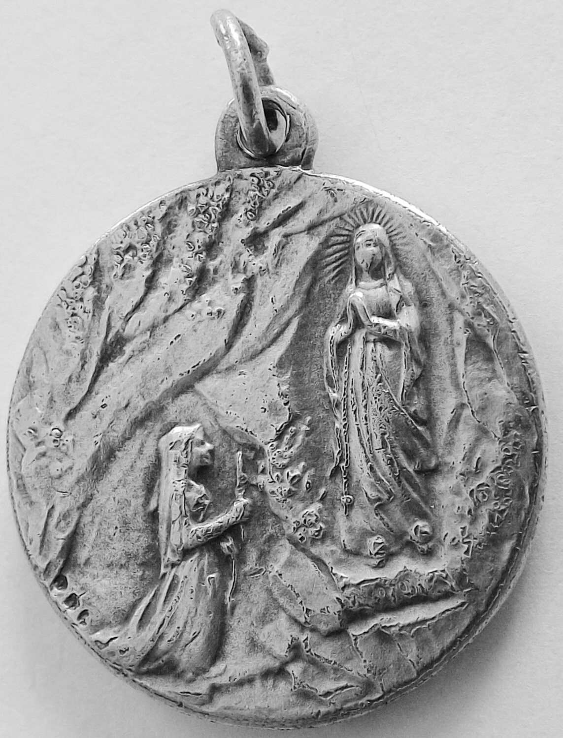 Our Lady of Lourdes - Virgin Mary Portrait- Antique French Medal ...