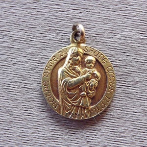 Our Lady Of Sacred Heart Goldplated Baby Medal Pendant Charm by Penin Poncet - Souvenir of Mas-Rillier