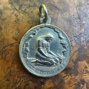 Antique Silver Plated Medal: Saint Mary Magdalene & Immaculate Conception